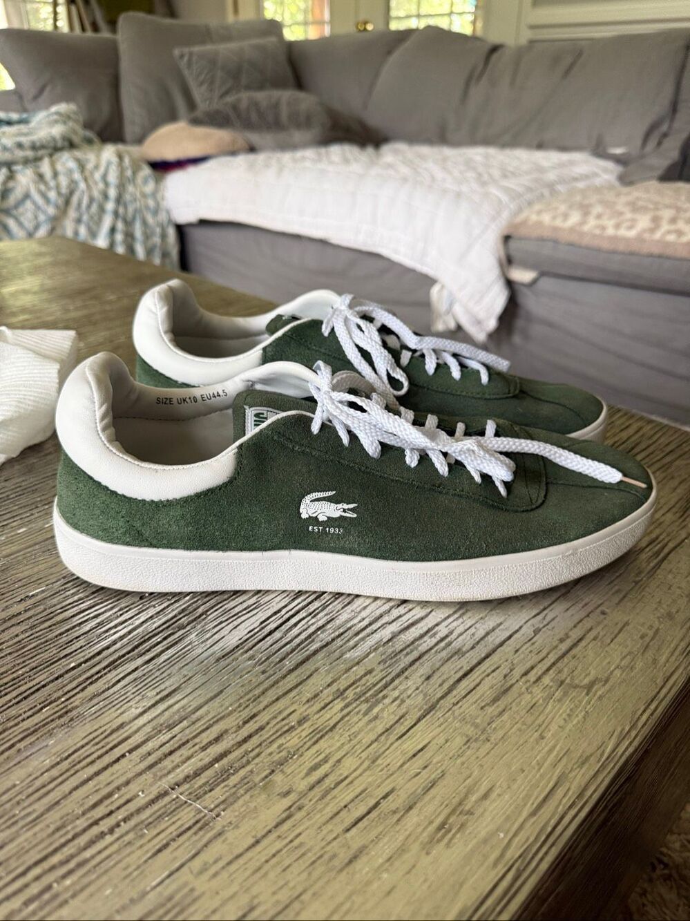 Lacoste Baseshot Green Suede Sneakers sz 11